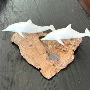 John Perry Dolphin Sculpture on Wood Base